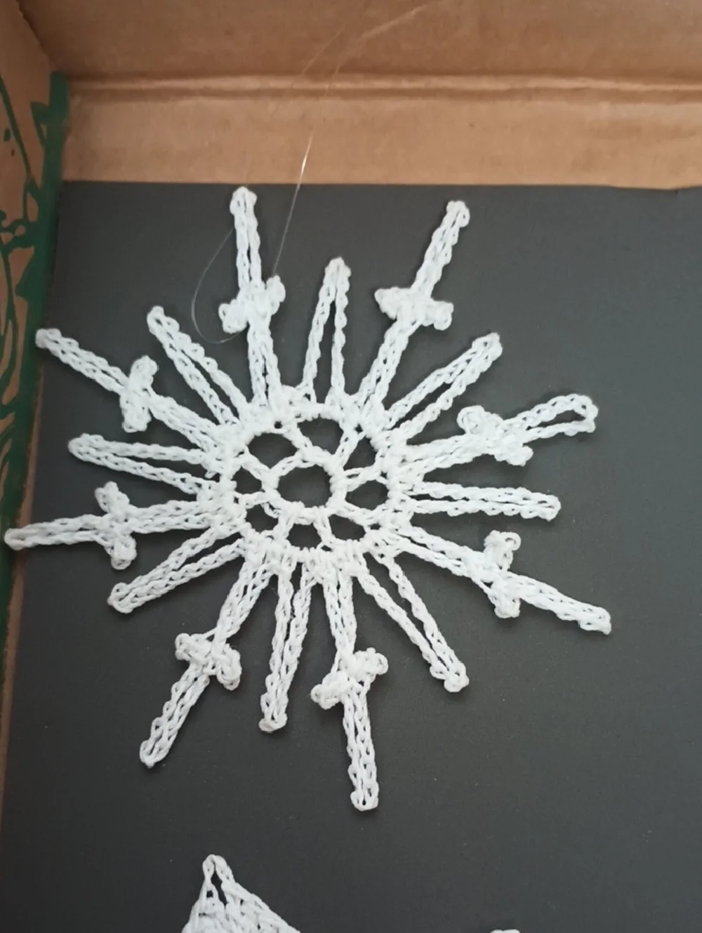 White Hand  Crochet Snowflake Christmas Tree Ornaments - Picture 2 of 7